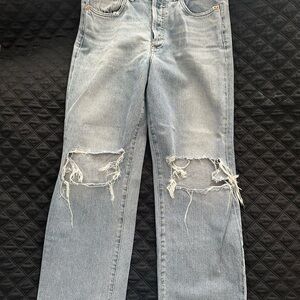 Citizens Of Humanity Light Blue Distressed Straight Leg Jeans
